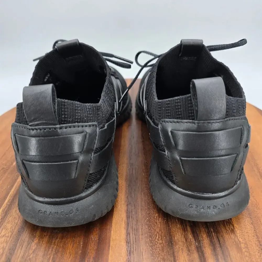 Cole Haan Grand Motion Shoes Mens 8.5 M Triple Black Stitchlite Leather Sneakers